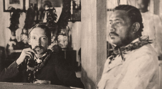 Foto de Robert Louis Stevenson con el rey Kalakaua (Honolulu, Hawái, 1889).